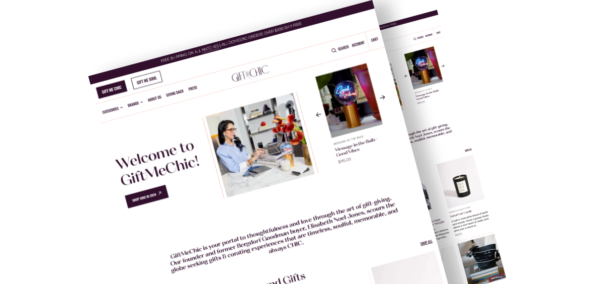 Custom Developed Shopify storefront of our client "Gift Me Chic" - Custom Shopify Apps Services